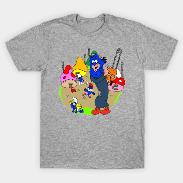 Smurf Village Chainsaw Massacre T-Shirt by Bleake